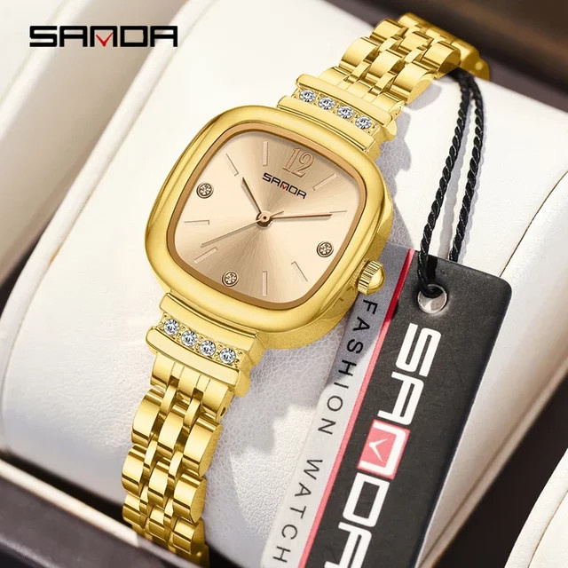 SANDA Armbanduhr Edelstahl, Quarz, Eckig, Damen - Bild 1