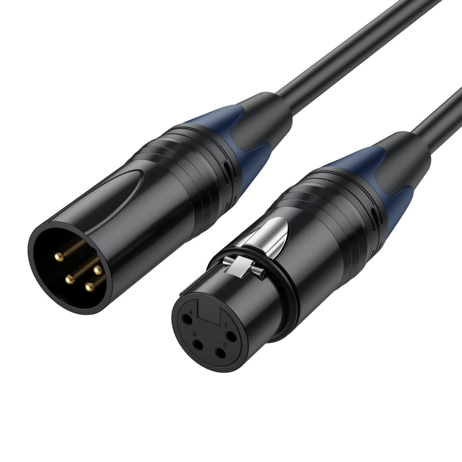 BSN 4-poliges XLR-Stromkabel in Schwarz, Stecker auf Buchse, Verlängerungskabel für DSLR-Kamera, Überwachung, DMX und Audio-Mischpult - Bild 5