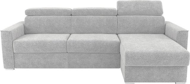 Vente-unique Schlafsofa Vizir in Hellgrau, L-Form, Polsterstoff, Breite: 282 cm - Bild 1