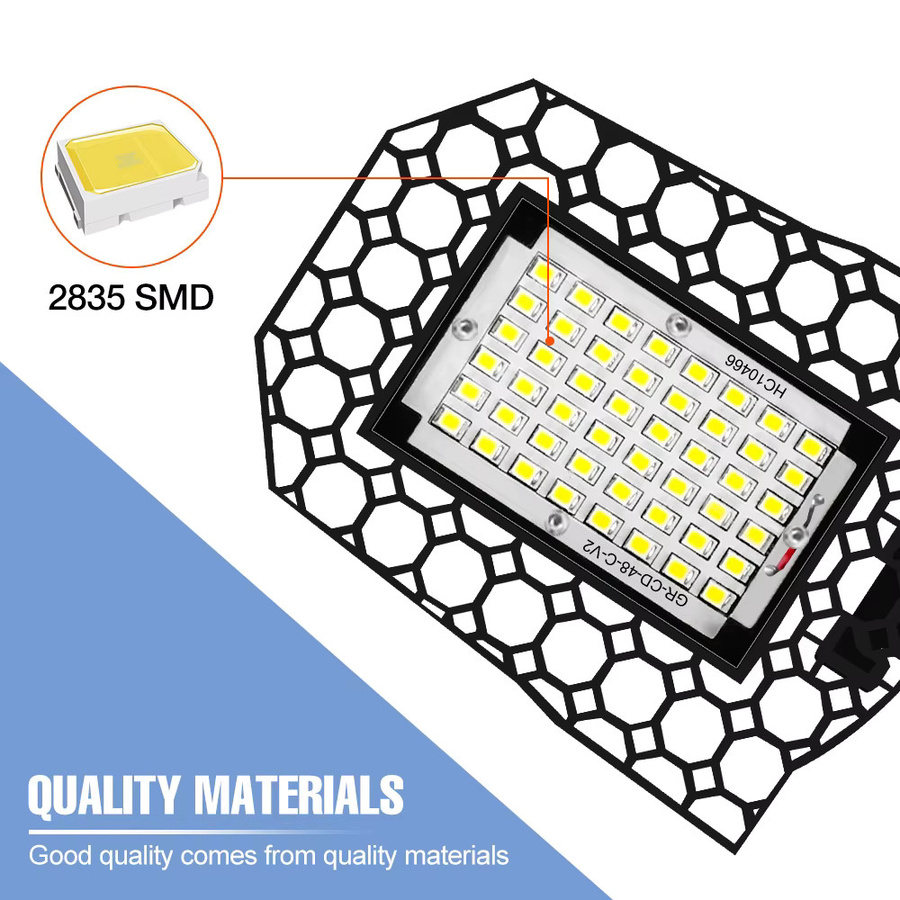 Verformbare 250W LED Garage Glühbirne E27 mit Reflektor für Werkstatt und Keller, industrielle Beleuchtung 100-277V - Bild 3
