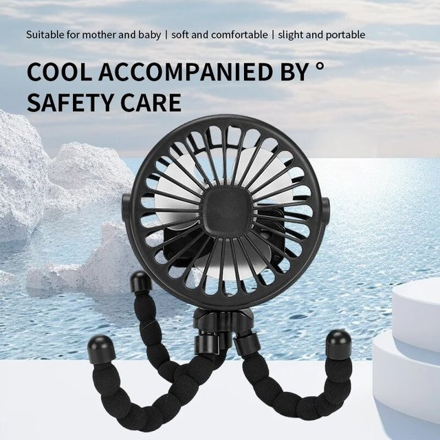 Tragbarer Octopus Fan Handheld-Lüfter mit Handyhalterung und USB-Aufladung, Schwarz, B/T/H: 21,0 x 21,0 x 9,5 cm - Bild 1
