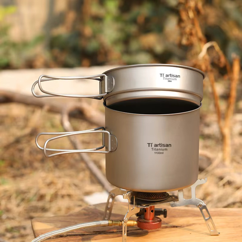 Tiartisan Titan Camping Kochset mit Topf und Bratpfanne, leichtes Outdoor Kochgeschirr für Wandern und Picknick - Bild 3