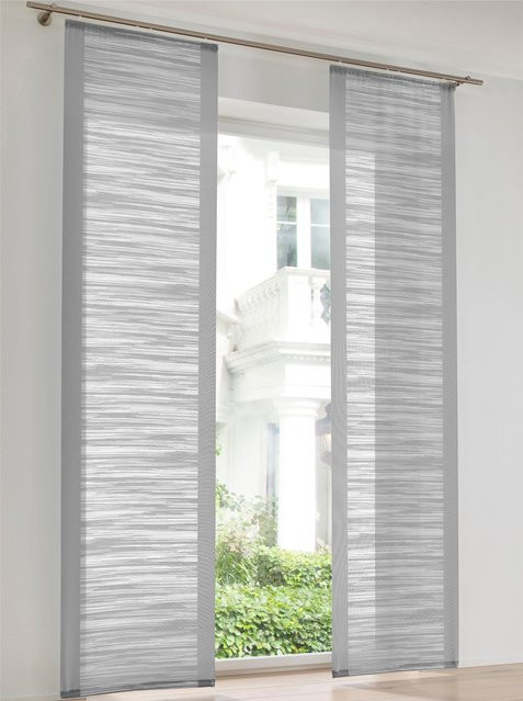 Schiebevorhang Heine Home grau gestreift aus 100% Polyester mit Klettverschluss, B/H: 145 x 175 cm - Bild 1