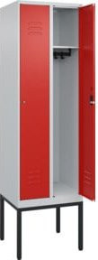 C+P Spind Classic PLUS Garderobenschrank aus Stahl mit 2 Abteilen, Zylinderschloss und 3 Garderobenhaken, H x B x T: 212 x 60 x 50 cm - Bild 1