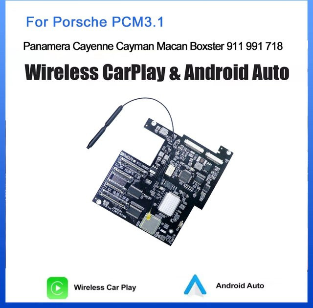 AUTOABC Drahtloser CarPlay und Android Auto Adapter für Porsche PCM 3.1 Panamera Cayenne Macan Cayman Boxster 911 991 718 in Schwarz - Bild 1