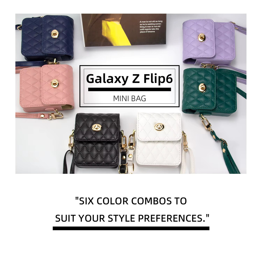 Modische Brieftasche mit Umhängeband als Handyhülle für Samsung Galaxy Z Flip 7, 6, 5, 4 und 3 in Schwarz - Bild 2