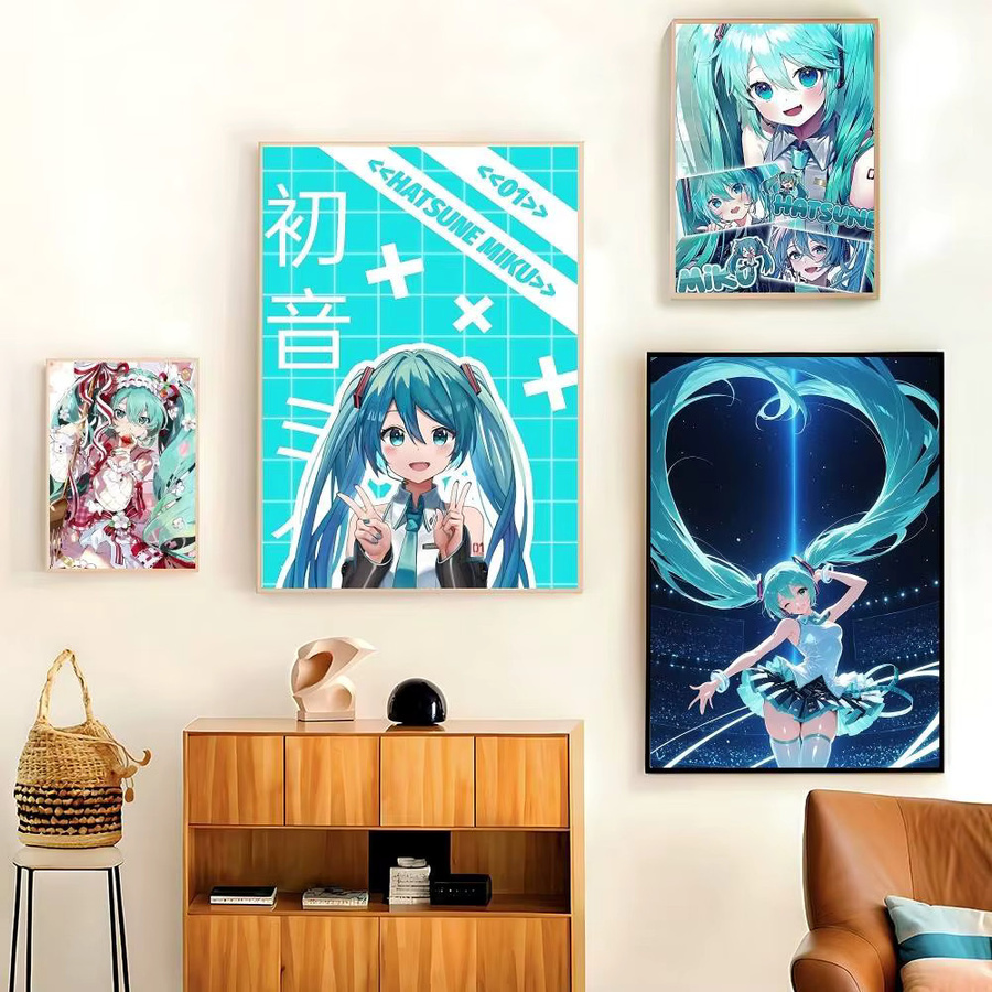 H-Hatsune Miku Anime Poster Retro Wandkunst in Multicolour, B/H: 20 x 20 cm - Bild 2