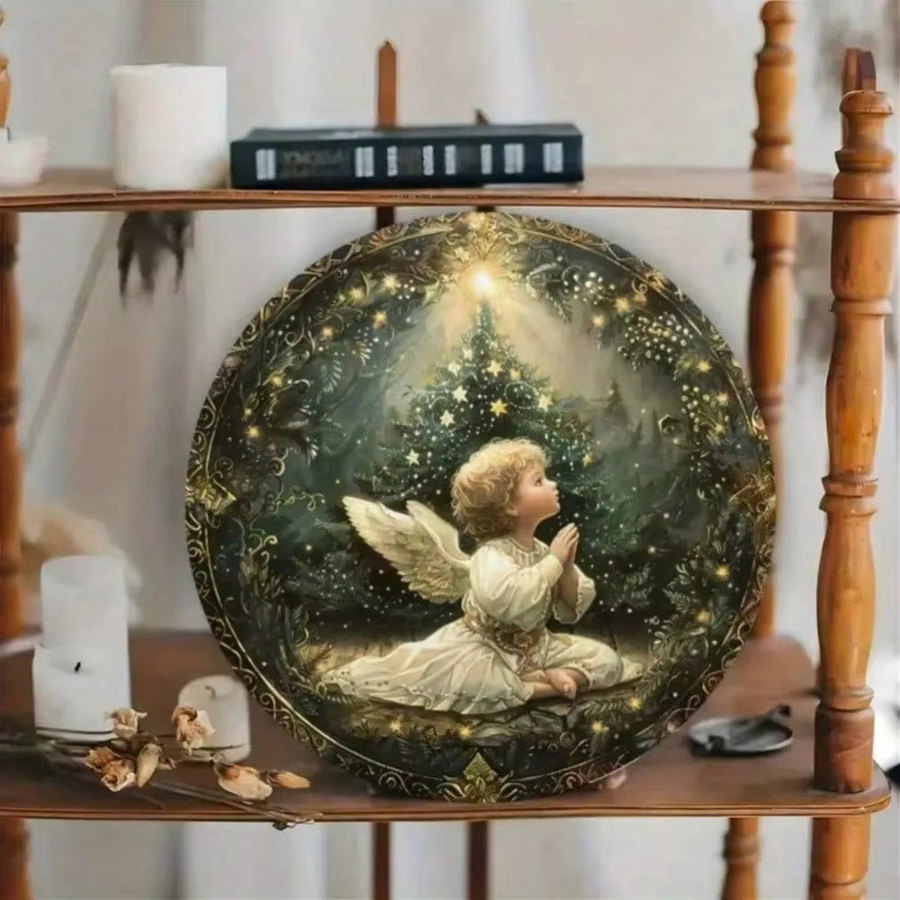 CIFBUY Vintage Gebetsengel Metallschild Weihnachts-Wanddekoration, B/H: 20,3 x 20,3 cm, Mehrfarbig - Bild 3
