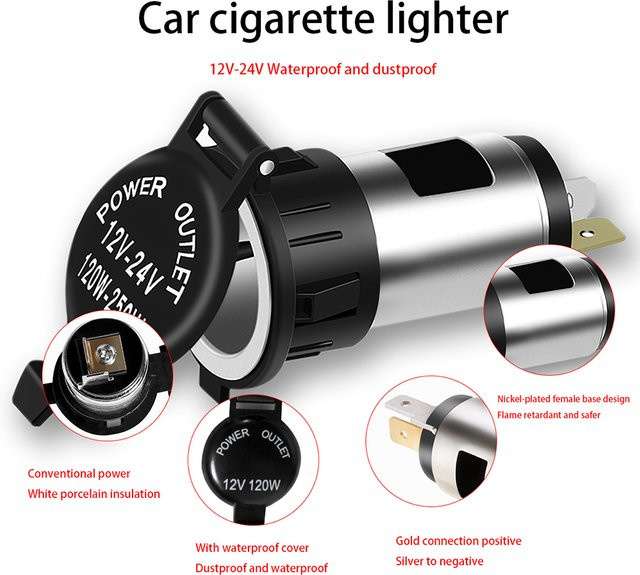 Zigarettenanzünder Steckdose Ersatzteil für Auto und Lkw, 12V-24V, 120W-250W, Schwarz - Bild 1