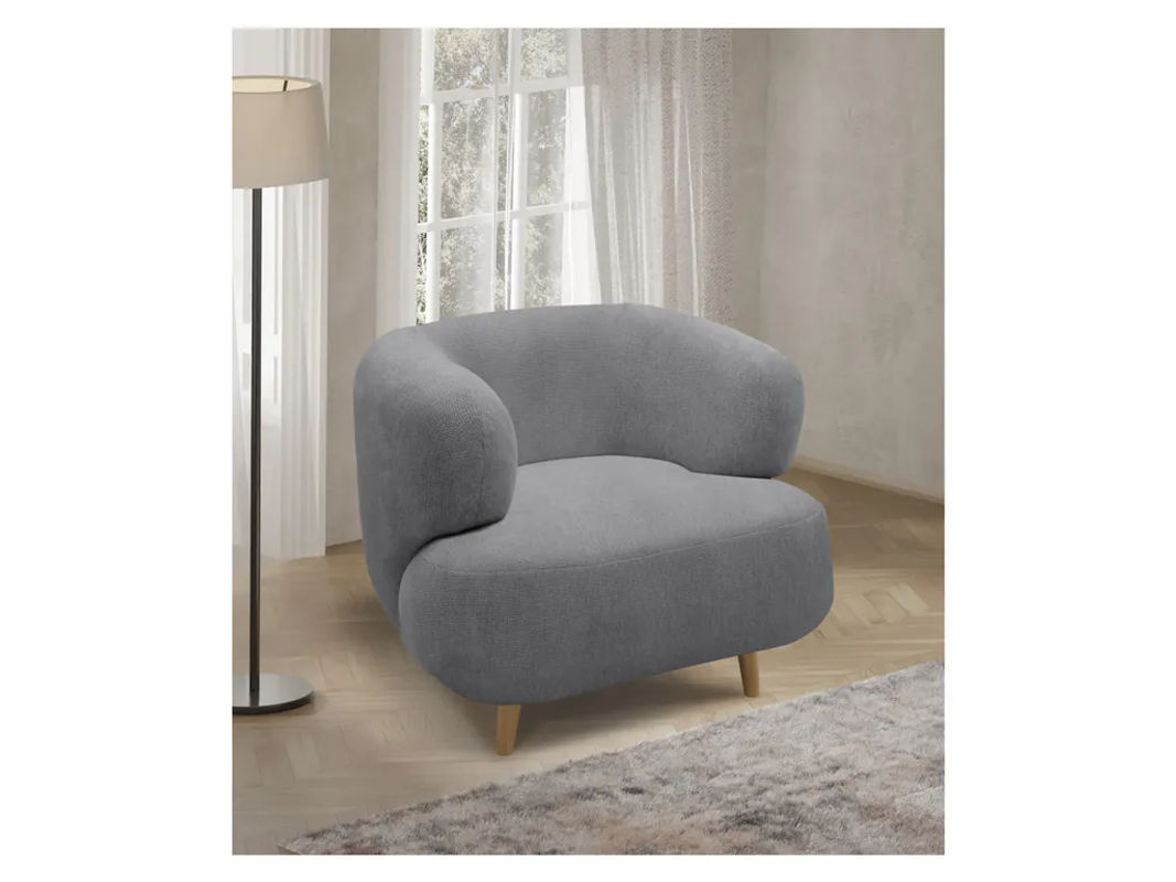 DOMO Sessel Brest modern Grau mit Holzfüßen B: 90 cm, T: 86 cm - Bild 2