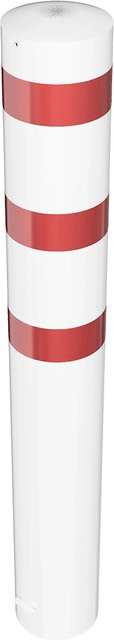 Schake Absperrpoller zum Einbetonieren aus Edelstahl in Weiß-Rot, Durchmesser: 27,3 cm, Höhe: 200 cm - Bild 1