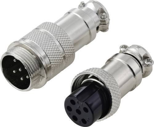 TRU COMPONENTS GX16 Rundsteckverbinder Set mit 6 Polen in Silber - Bild 1