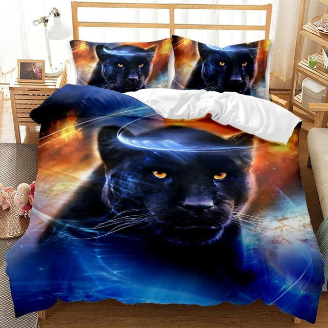 Black Panther Bettwäsche Set für Kinder mit Safari Gepard Motiv in Blau und Multicolour, Material Polyester, B/H: 180 x 210 cm - Bild 1