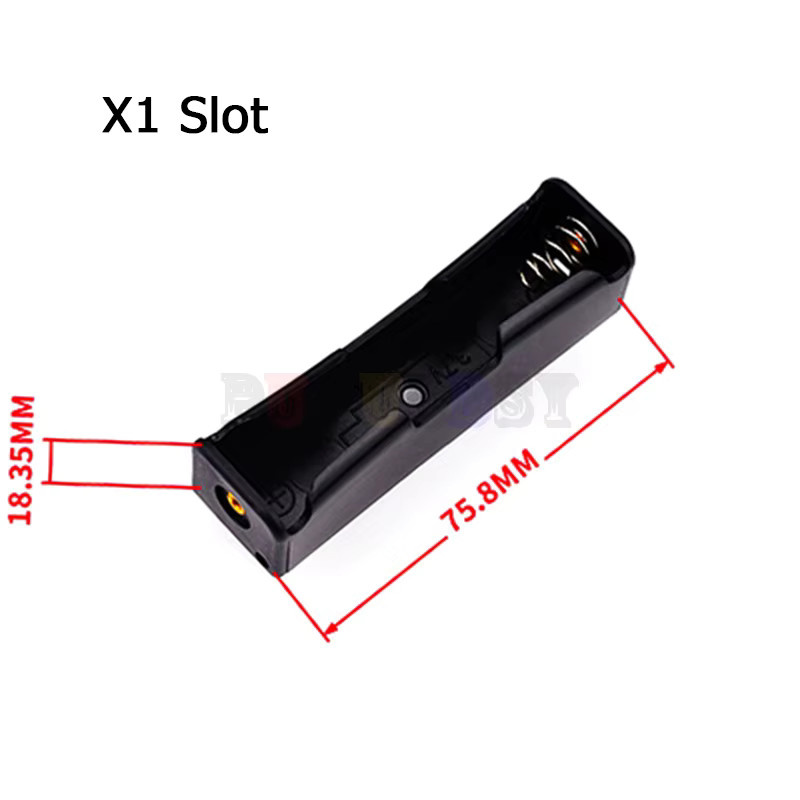 PUMUDDSY Batterie-Aufbewahrungsbox aus schwarzem Kunststoff für 1, 2, 3 oder 4 18650 Batterien mit Drahtanschluss und Steckplatz-Halter - Bild 1