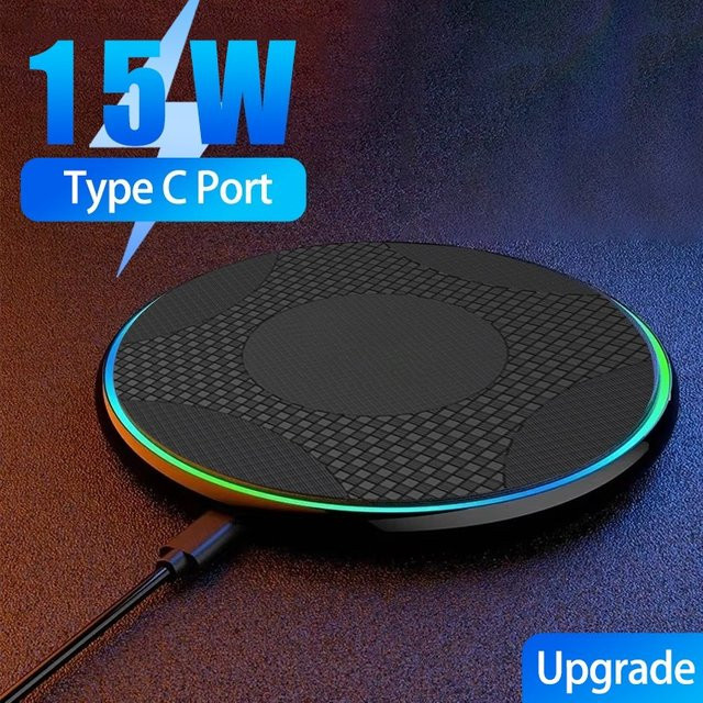 VIKEFON LED Drahtloses Schnellladegerät Pad für iPhone, Samsung und Xiaomi sowie AirPods Pro 2 in Schwarz oder Weiß - Bild 1