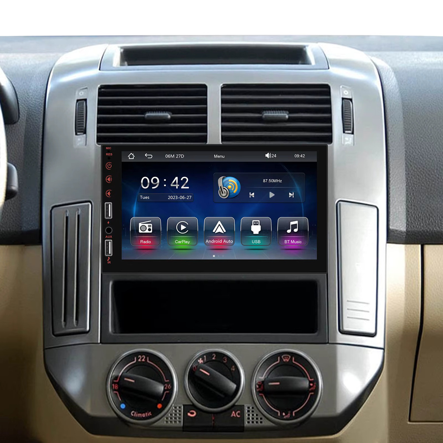 Podofo 1Din 7 Zoll Auto-Multimediaplayer mit kabellosem Carplay, Android Auto, Mirror Link und Bluetooth in Schwarz - Bild 4