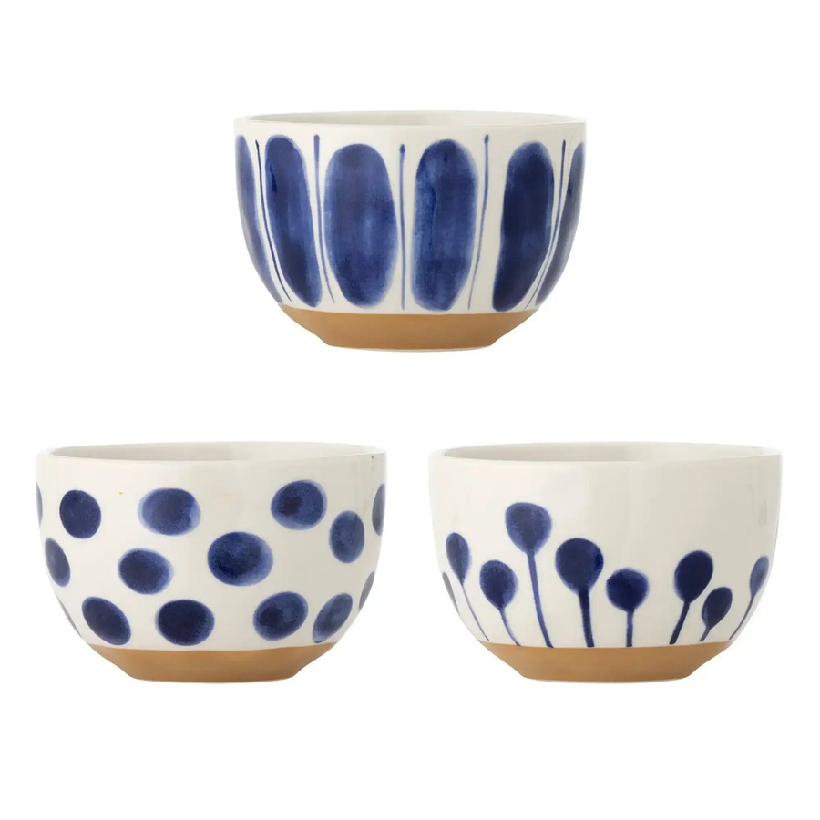 Bloomingville Schalenset Linora aus Steingut, 3-teilig, Blau - Bild 1