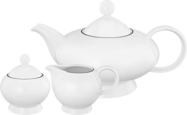 Seltmann Weiden Teekannen-Set Lido Black Line aus Porzellan, 3er Set, Schwarz/Weiß - Bild 1