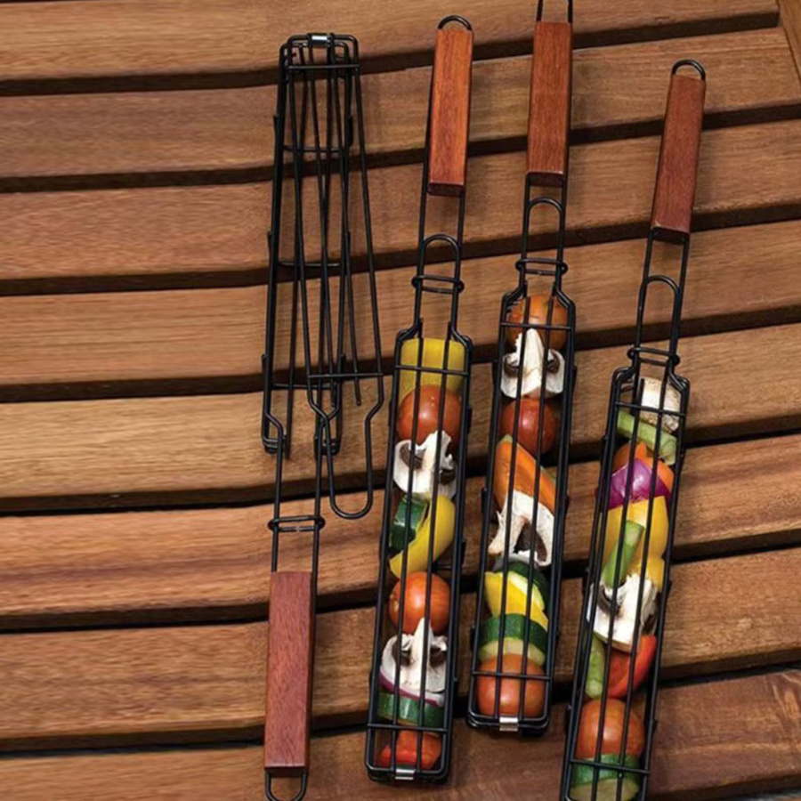 Tragbarer Antihaft-Grillkorb in Schwarz für Camping und Picknick - Bild 2