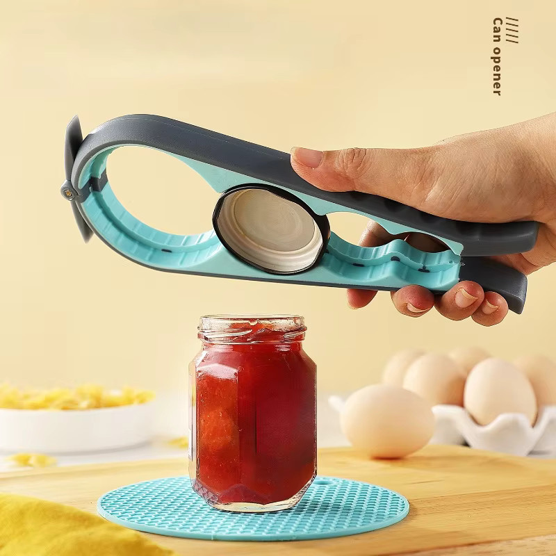 JUSTINLAU Multifunktionaler 4-in-1 Dosenöffner in Blau mit ergonomischem Griff - Bild 3