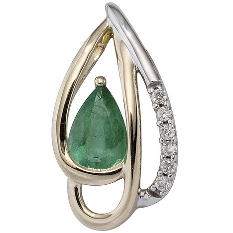 Colfem Anhänger 585 Gelbgold bicolor, 6 Diamanten, 1 Smaragd, Unisex - Bild 1
