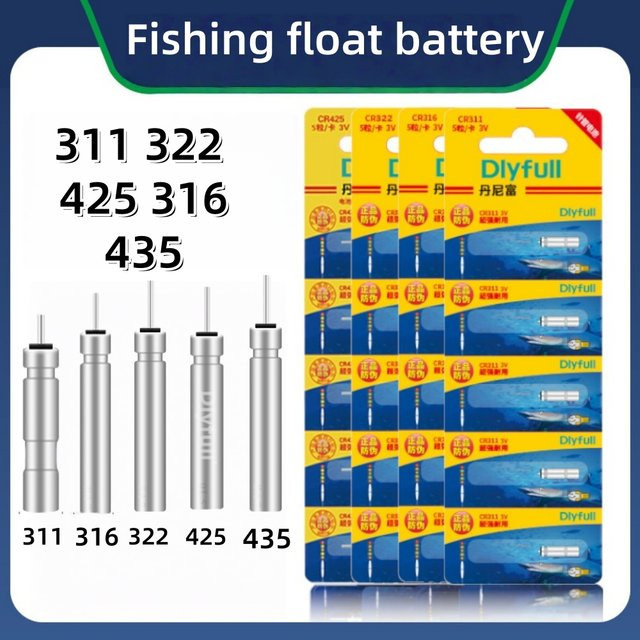 100 Stück T&E Lithium-Batterien 3V CR425 CR322 CR311 CR316 CR435 für Angelschwimmer und Angelzubehör, Silber - Bild 1