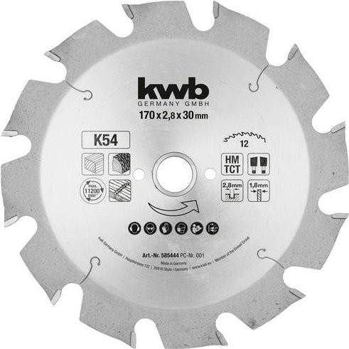 Kwb Kreissägeblatt für Holz, Carbide Tipped, Silber, Durchmesser: 170 mm, Bohrung: 30 mm - Bild 1