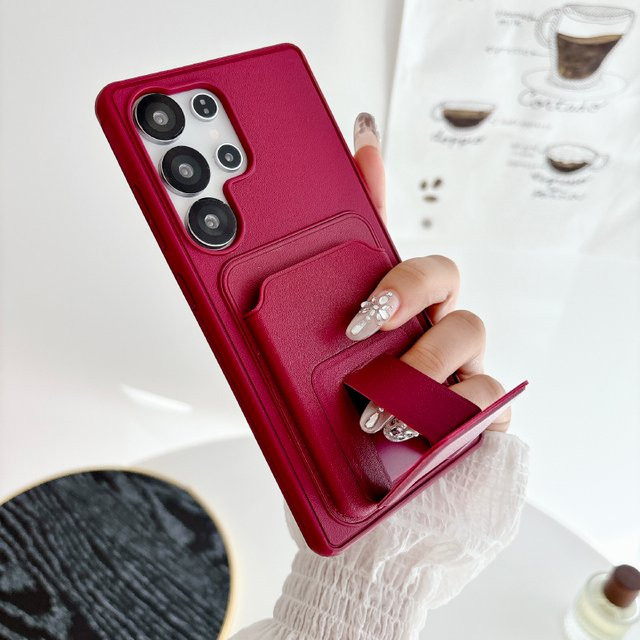 Samsung Handyhülle mit Kartenfach und Standfunktion für S25 S24 S23 S26 Ultra Plus FE A56 A55 A54 A36 A35 A17 A16 A15 in Rot - Bild 1