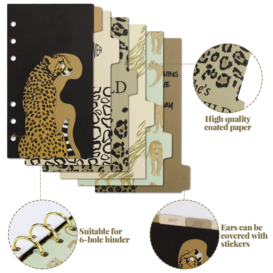 Coliky A6 Leopard Index-Separator aus Papier für Notebooks und Loseblattbücher, Mehrfarbig - Bild 3