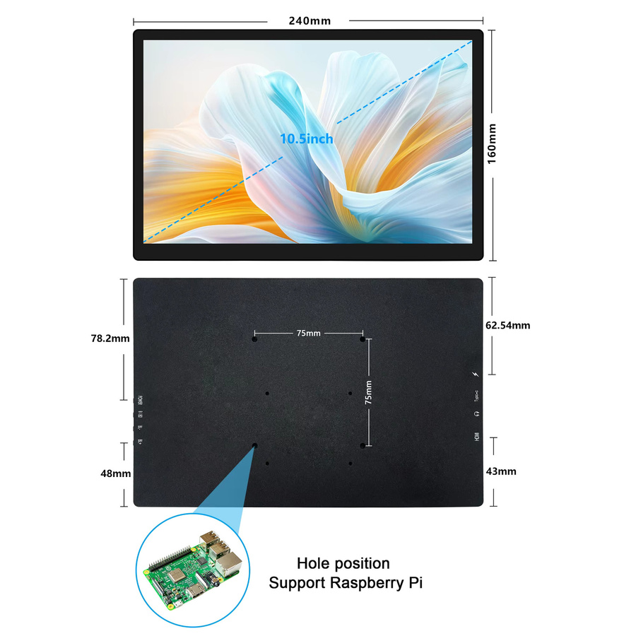 Wisecoco 10,5 Zoll AMOLED Touchscreen Tragbarer Monitor in Schwarz mit 2,5K Auflösung für Laptop, PC, Nintendo Switch und PlayStation - Bild 3