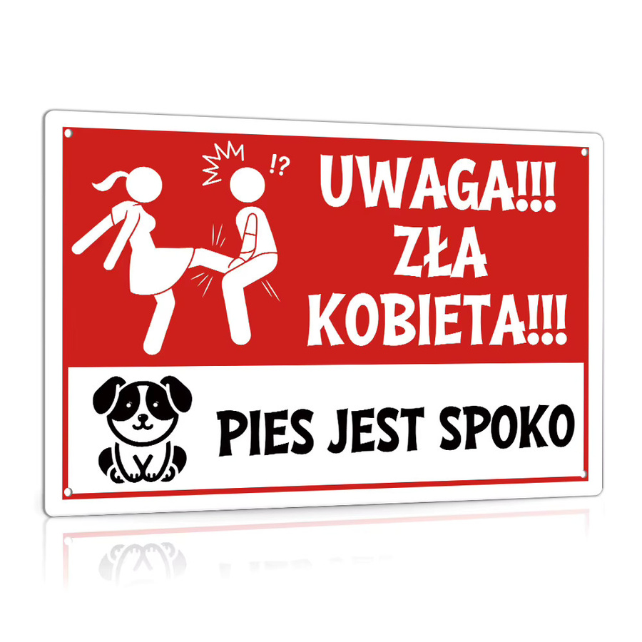 Putuo Decor Vintage Metallblechschild UWAGA Warnung Wandkunst für Zuhause und Büro in Rot - Bild 2