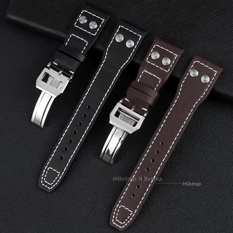 HQstrap Uhrenarmband Rindsleder, Edelstahl, Schwarz, 22mm 21mm 20mm - Bild 2