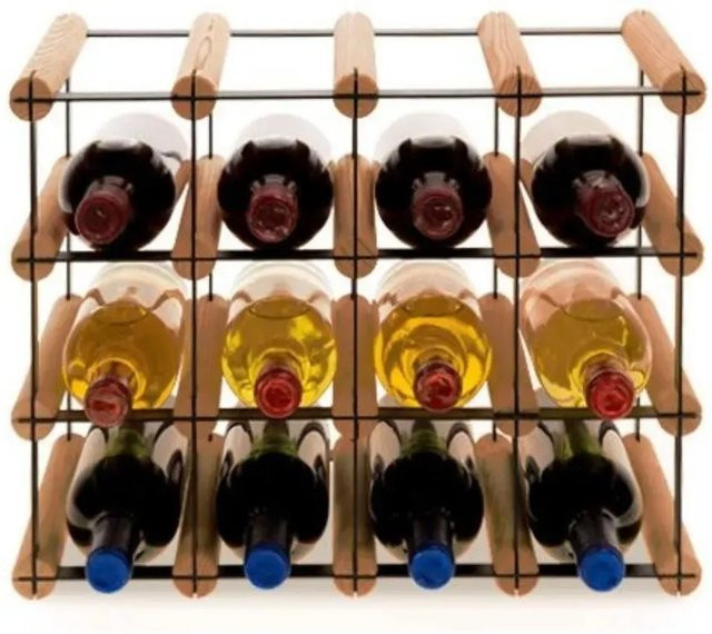 PROREGAL Modulares Weinregal Vinotega Mod aus massivem Kiefernholz, Braun geölt, H x B x T: 32,5 x 42,5 x 24,5 cm - Bild 1