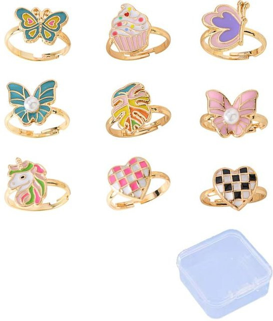 Ringe für Mädchen, Messing, Blume, Herz, beige - Bild 1