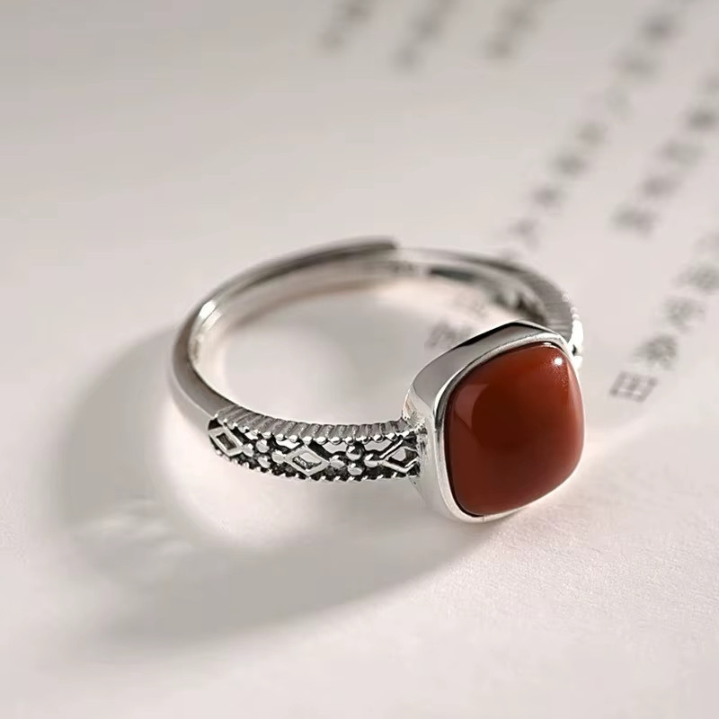 Ring 925 Silber, roter Edelstein, Damen - Bild 3