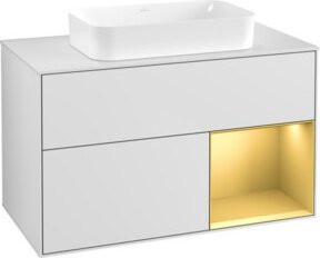 V&B Waschtischunterschrank Finion mit Wandbeleuchtung, Weiß, B: 100 cm, T: 60,3 cm - Bild 1