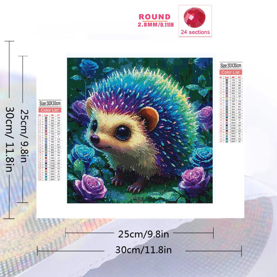 EverShine Diamant-Stickerei Igel-Mosaik Wandkunst für Erwachsene in Multicolour, B/T/H: 20 x 20 x 20 cm - Bild 2
