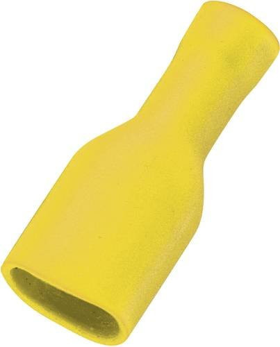 TRU Components Flachsteckhülse 1572130 Gelb, 50 Stück, Steckbreite: 6,4 mm, Steckdicke: 0,8 mm, 180° Vollisoliert - Bild 1
