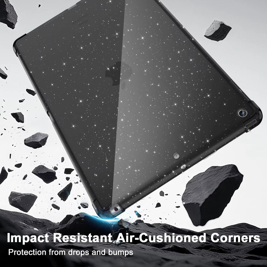 Schimmernde Silikonhülle für Apple iPad 10.2 7. 8. 9. Generation in Schwarz von tzion mit stoßfestem Airbag-Schutz - Bild 4