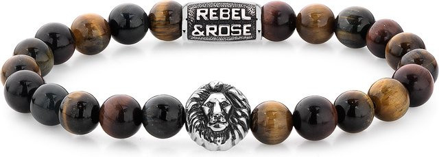 Rebel & Rose Armband, Edelstahl, Tigerauge, Schwarz, Herren - Bild 1