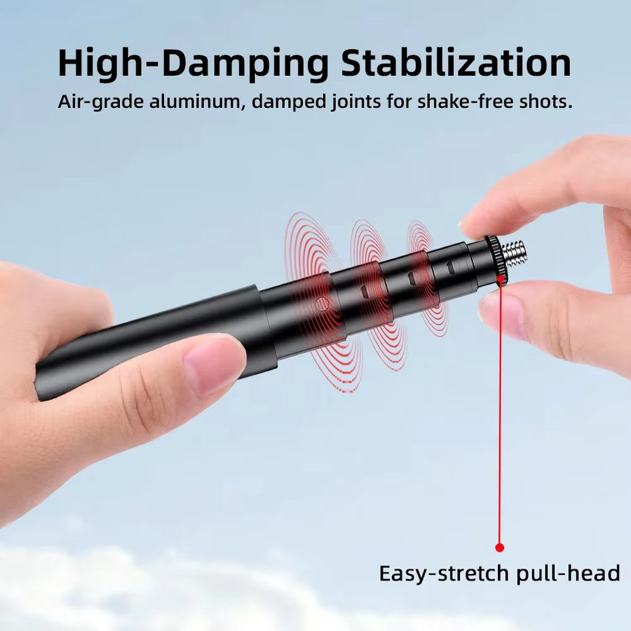 Flymile Selfie Stick für Insta360 GO Ultra Kamerazubehör, verstellbare Verlängerungsstange für Vlogging und Fotografie, Schwarz, 130 cm - Bild 5