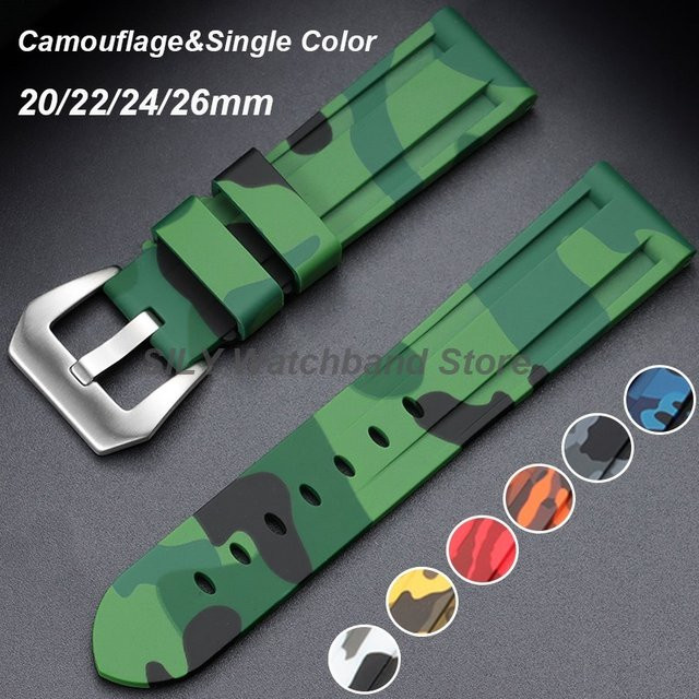 asukaband Uhrenarmband Silikon, Camouflage, Silber, Unisex - Bild 1
