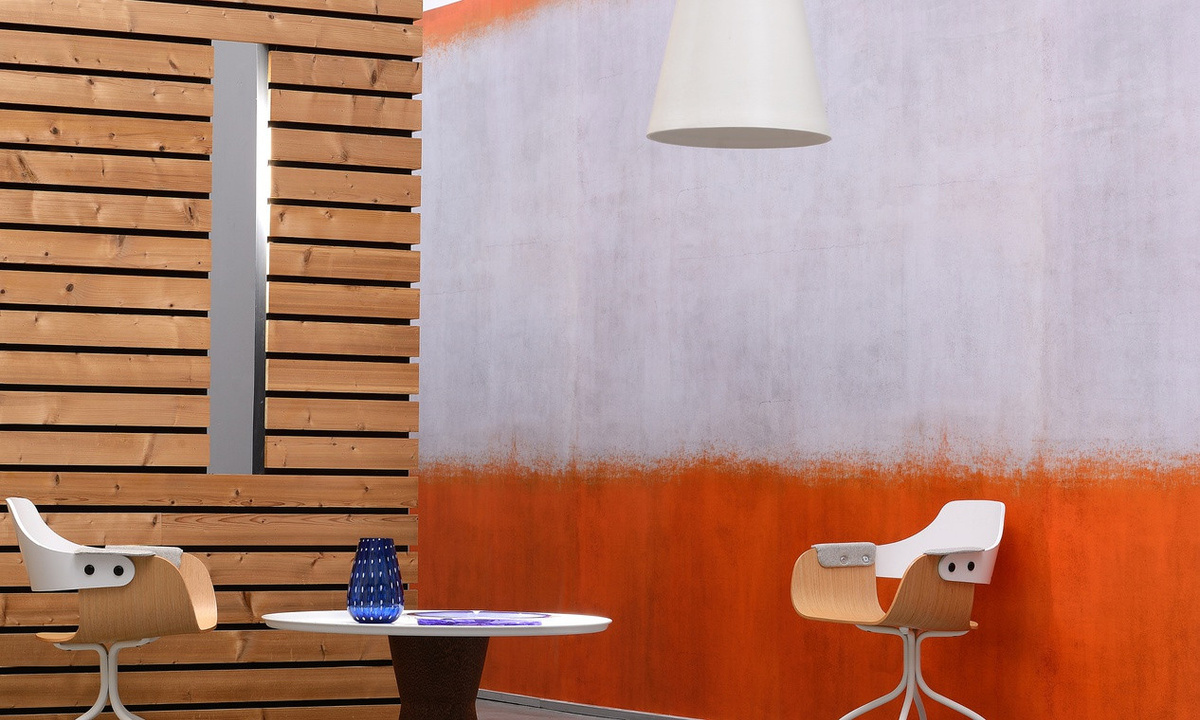 Elitis Mural Sirtaki Tapete Abstract Modern Orange/Weiß B: 300 cm, H: 300 cm, T: 70 cm - Bild 1