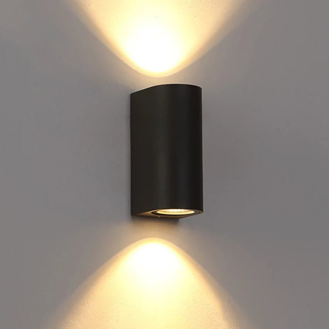 Moderne LED Wandleuchte aus Aluminium in Schwarz mit warmweißem Licht, wasserdicht IP65 für Garten, Veranda und Innenbereich - Bild 1