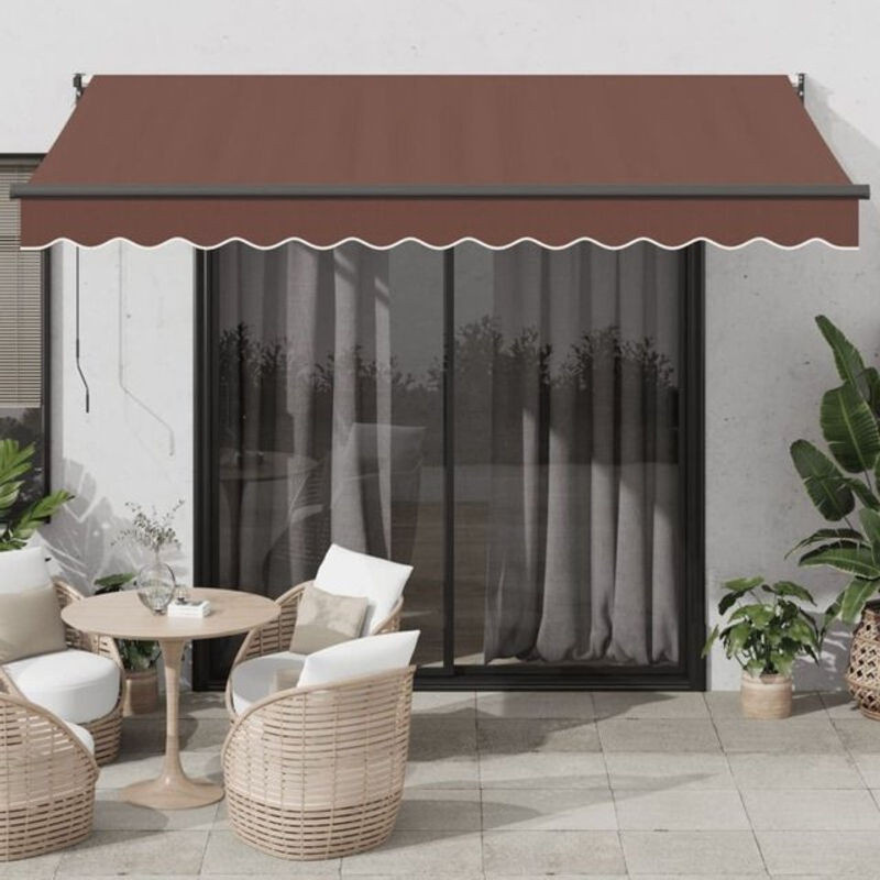 Manuelle Markise von Vidaxl in Braun mit Aluminiumgestell und Polyesterstoff, Breite: 350 cm, Höhe: 250 cm - Bild 1