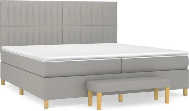 vidaXL Boxspringbett Hybrid mit Matratze und Taschenfederkern, Hellgrau, B/T/H: 200 x 200 x 128 cm - Bild 1