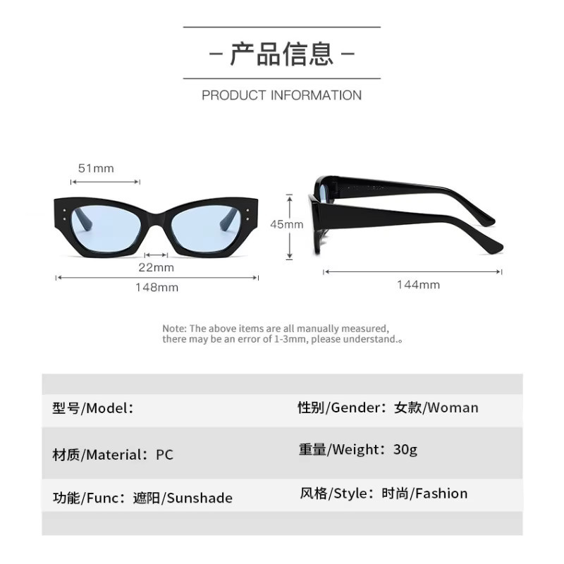 Samjune Cat-Eye Sonnenbrille, Vollrand, Schwarz, Kunststoff, Damen - Bild 4
