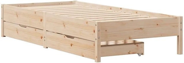 vidaXL Massivholzbett aus Kiefernholz in Braun mit Schubladen im rustikalen Design ohne Matratze B/T/H: 80,5 x 190 x 36,5 cm - Bild 1