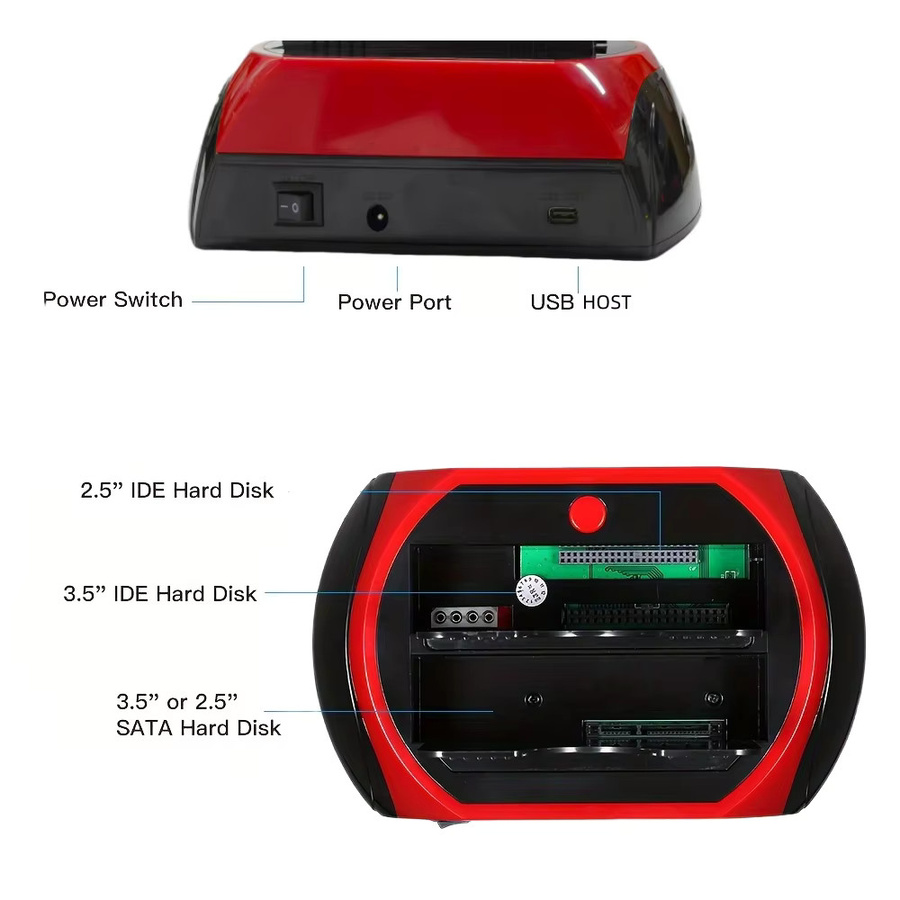 Deepartner All-in-One HDD/SSD Dockingstation mit USB 3.0 Hub, SD/TF-Kartenleser und PD/QC Schnellladung für 2,5 und 3,5 Zoll SATA/IDE mit Offline-Klonfunktion - Bild 3