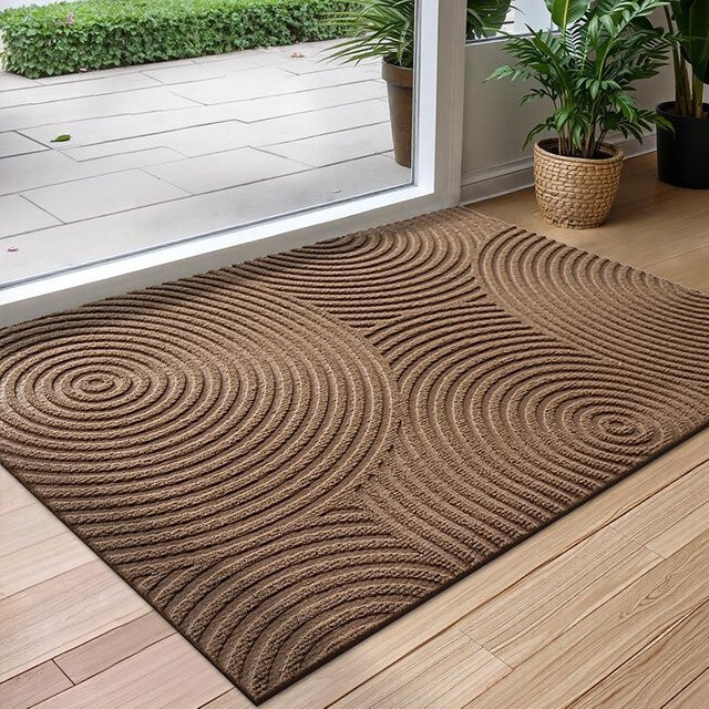 Lodestar Fußmatte mit geometrischem Muster aus Polyester und Gummi, braun, B/T: 75 x 45 cm - Bild 1